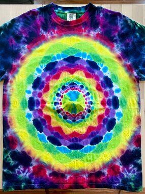 Comfort Colors Unisex Swampy Rainbow Front & Back Mandala Tie Dye TShirt size XL